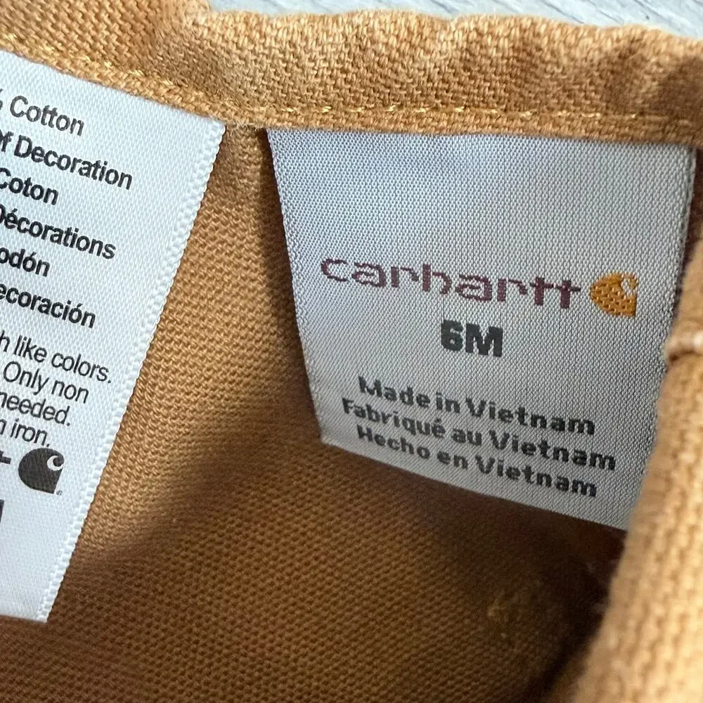Carhartt Canvas Bib Overalls Size 6 mos. Double Knee Snap Crotch Play Mini Me